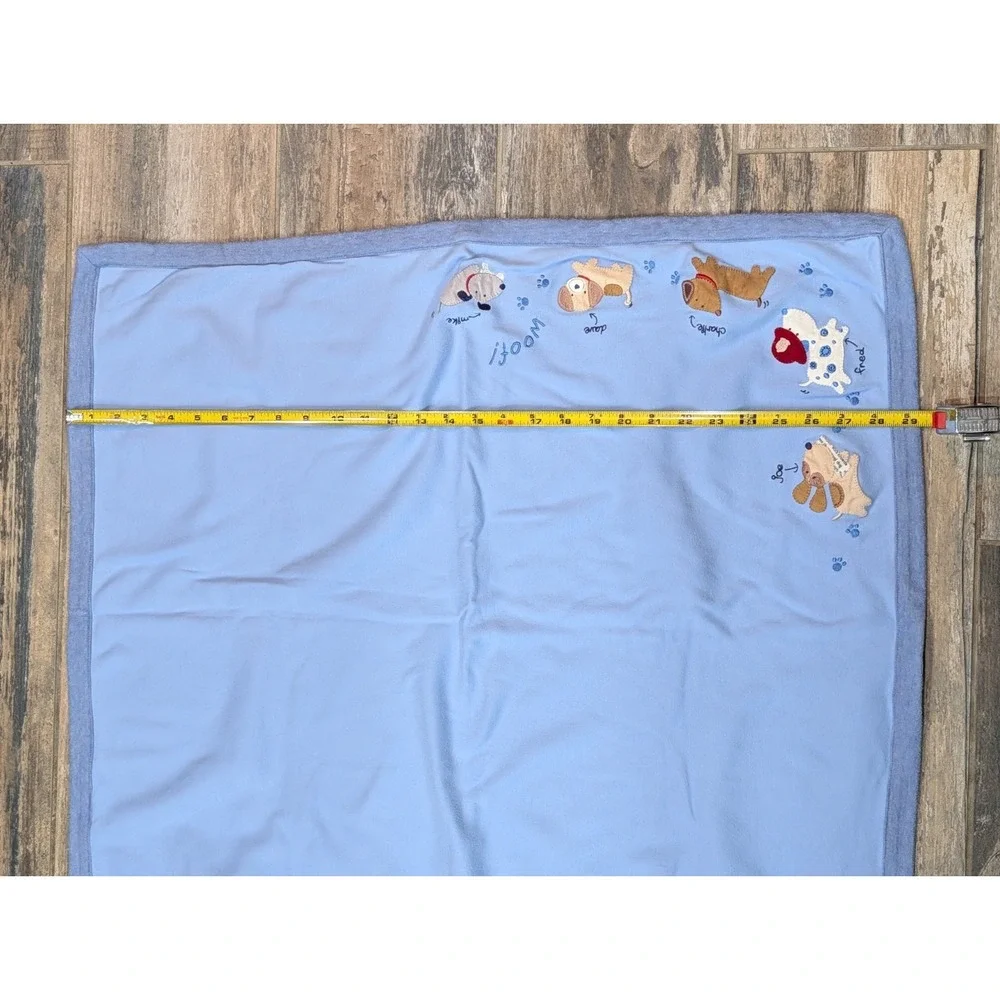 Carters Baby 5 Dogs Joe Fred Charlie Dave Mike Blue Stripe Blanket Lovey Baby